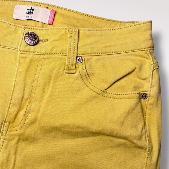 Cabi Curvy Skinny Jeans Yellow Stretch Denim Size 6 - Picture 4 of 8